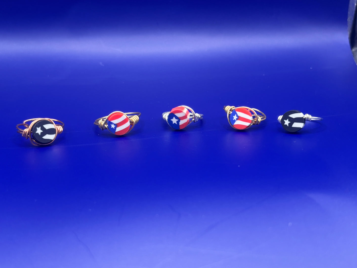 Boricua adjustable flag rings
