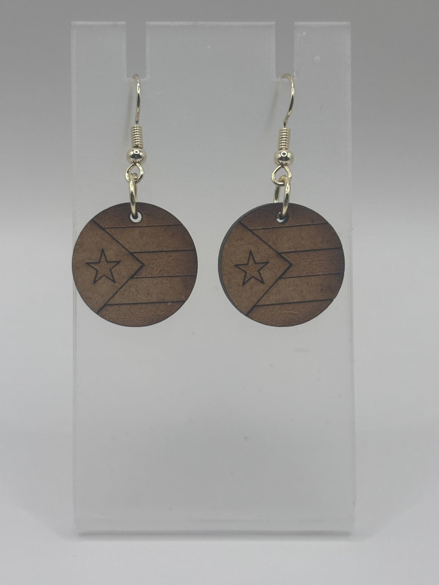 Small wooden Puerto Rico earrings