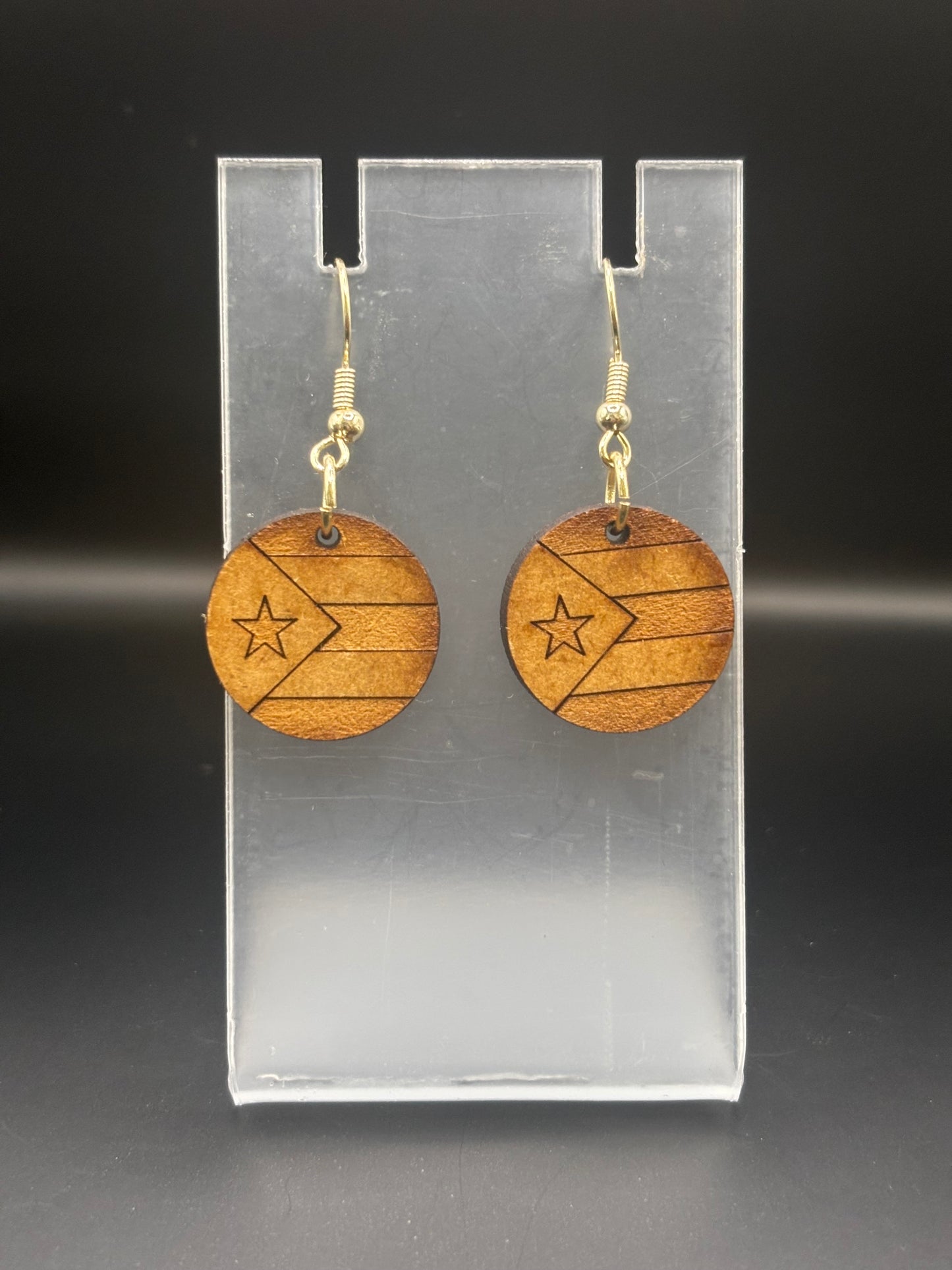 Small wooden Puerto Rico earrings