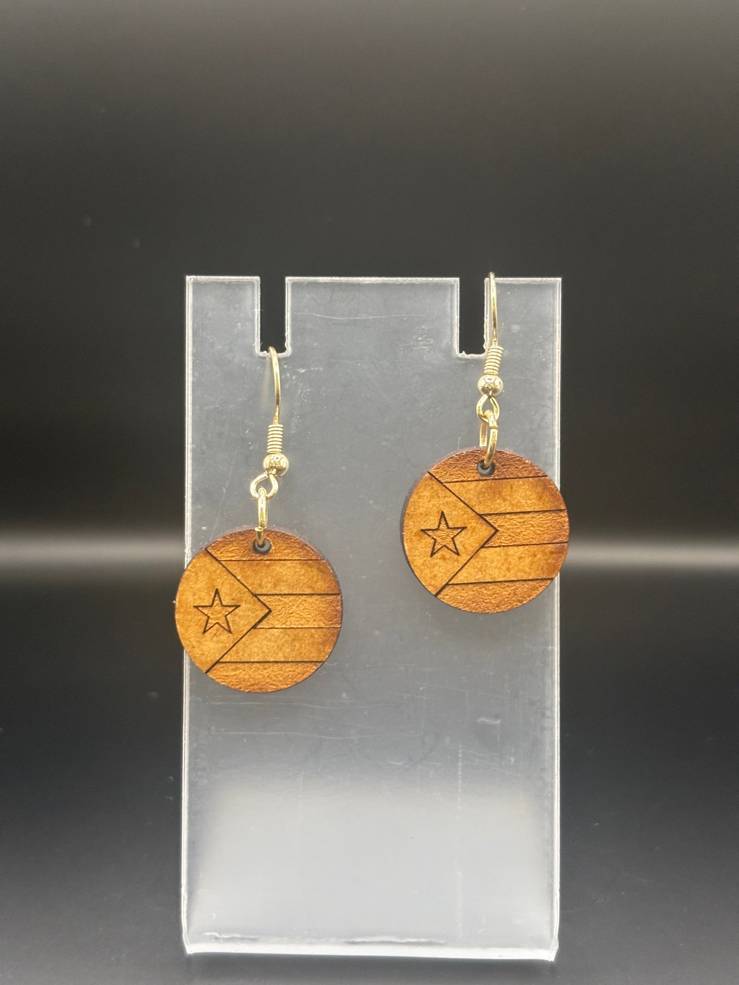 Small wooden Puerto Rico earrings