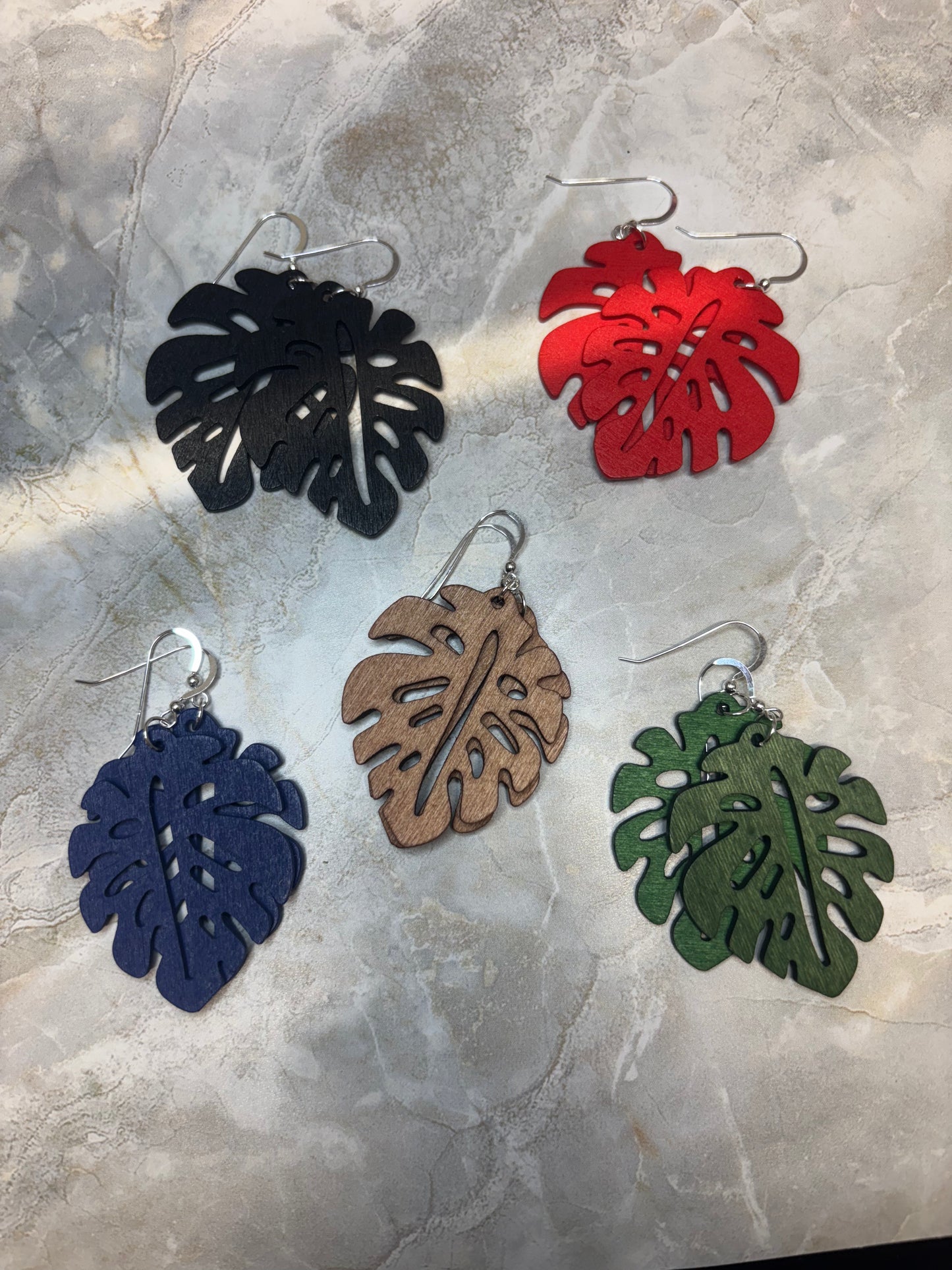 Large Wooden Leaf Earrings