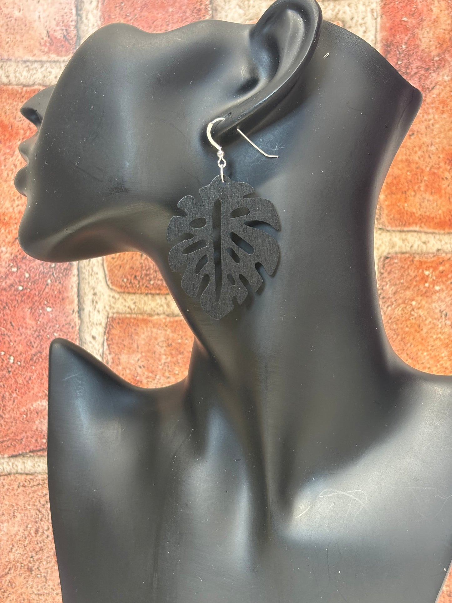 Large Wooden Leaf Earrings