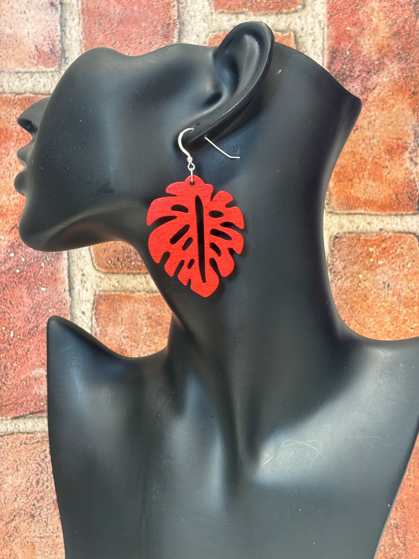 Large Wooden Leaf Earrings