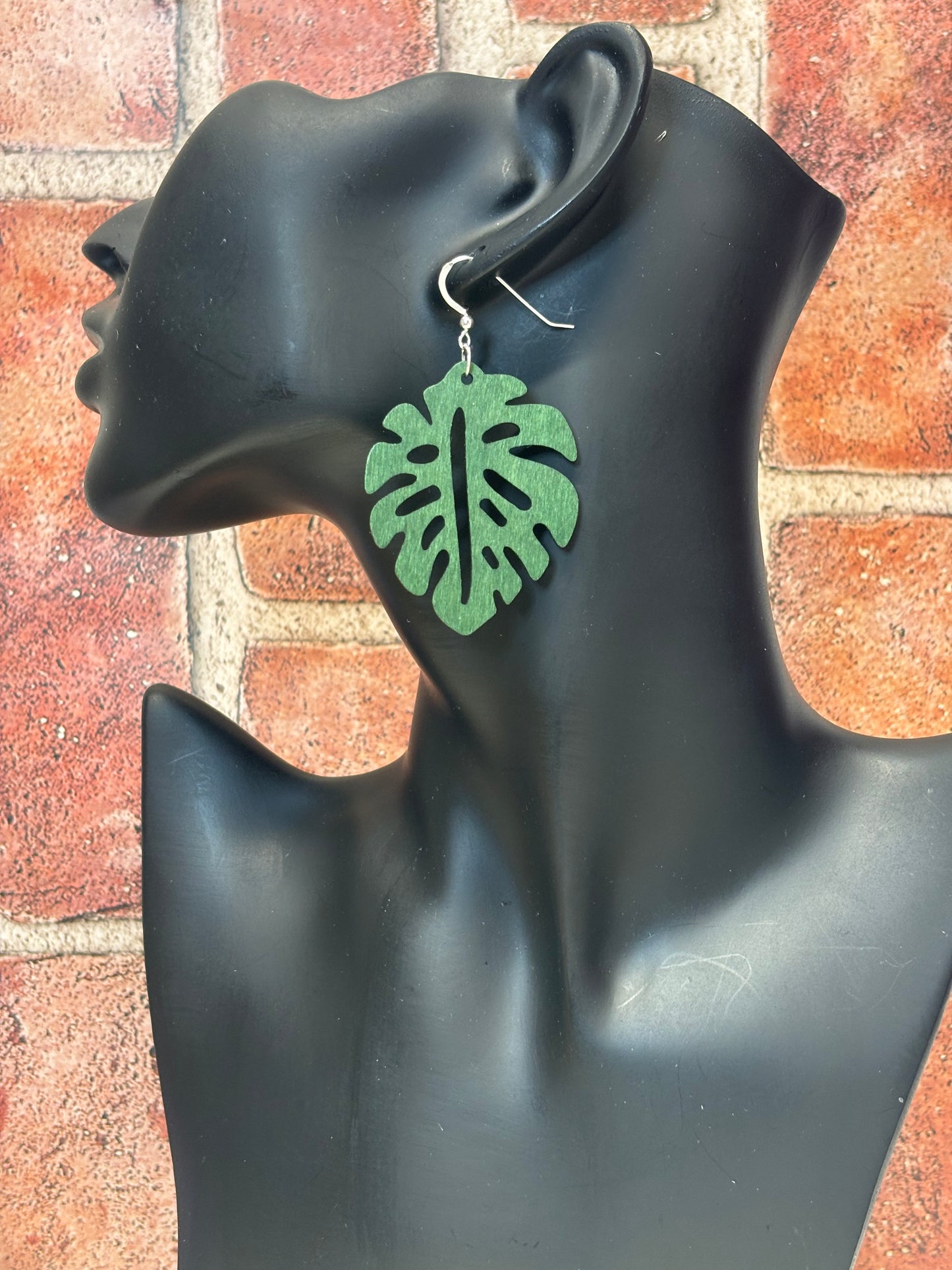 Large Wooden Leaf Earrings