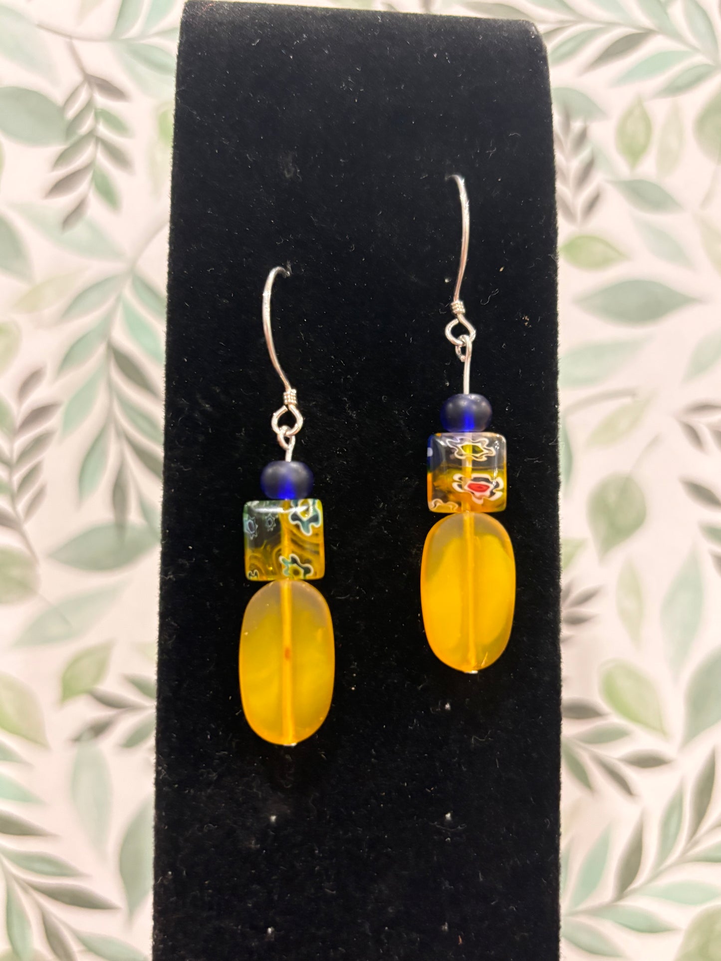 Yellow Glass Earrings