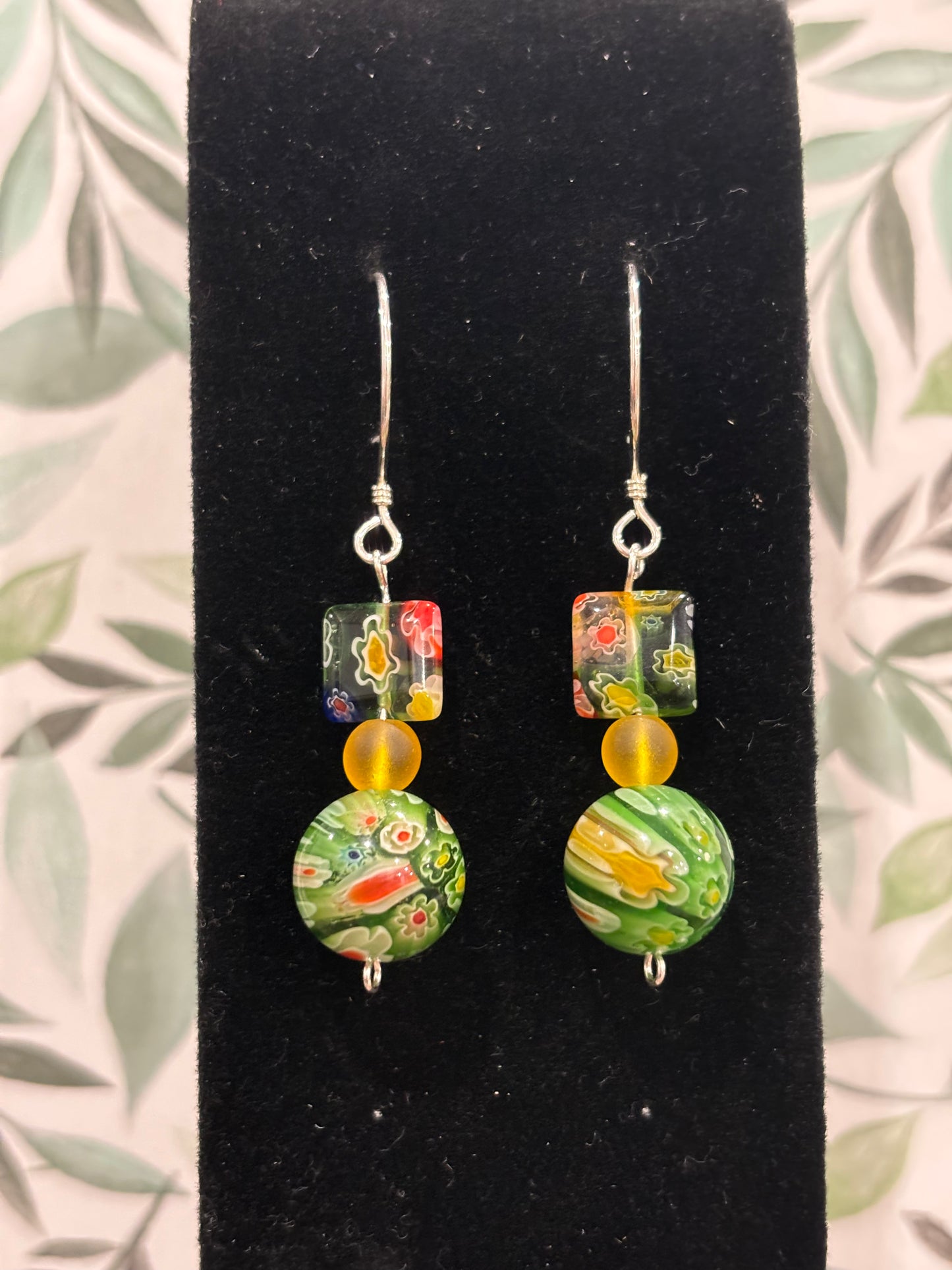 Glamourous Green Glass Earring