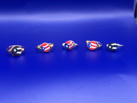 Boricua adjustable flag rings