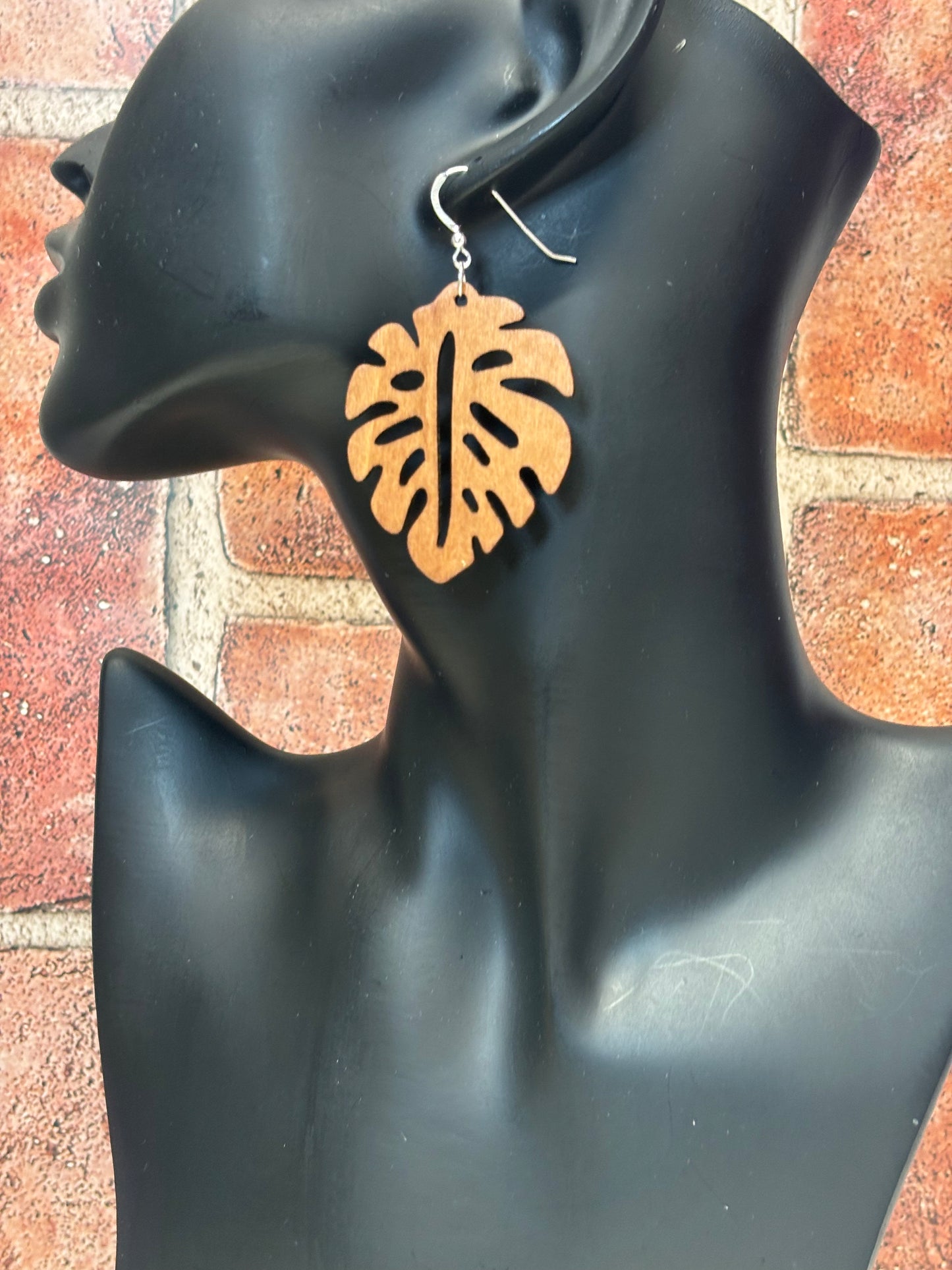 Large Wooden Leaf Earrings