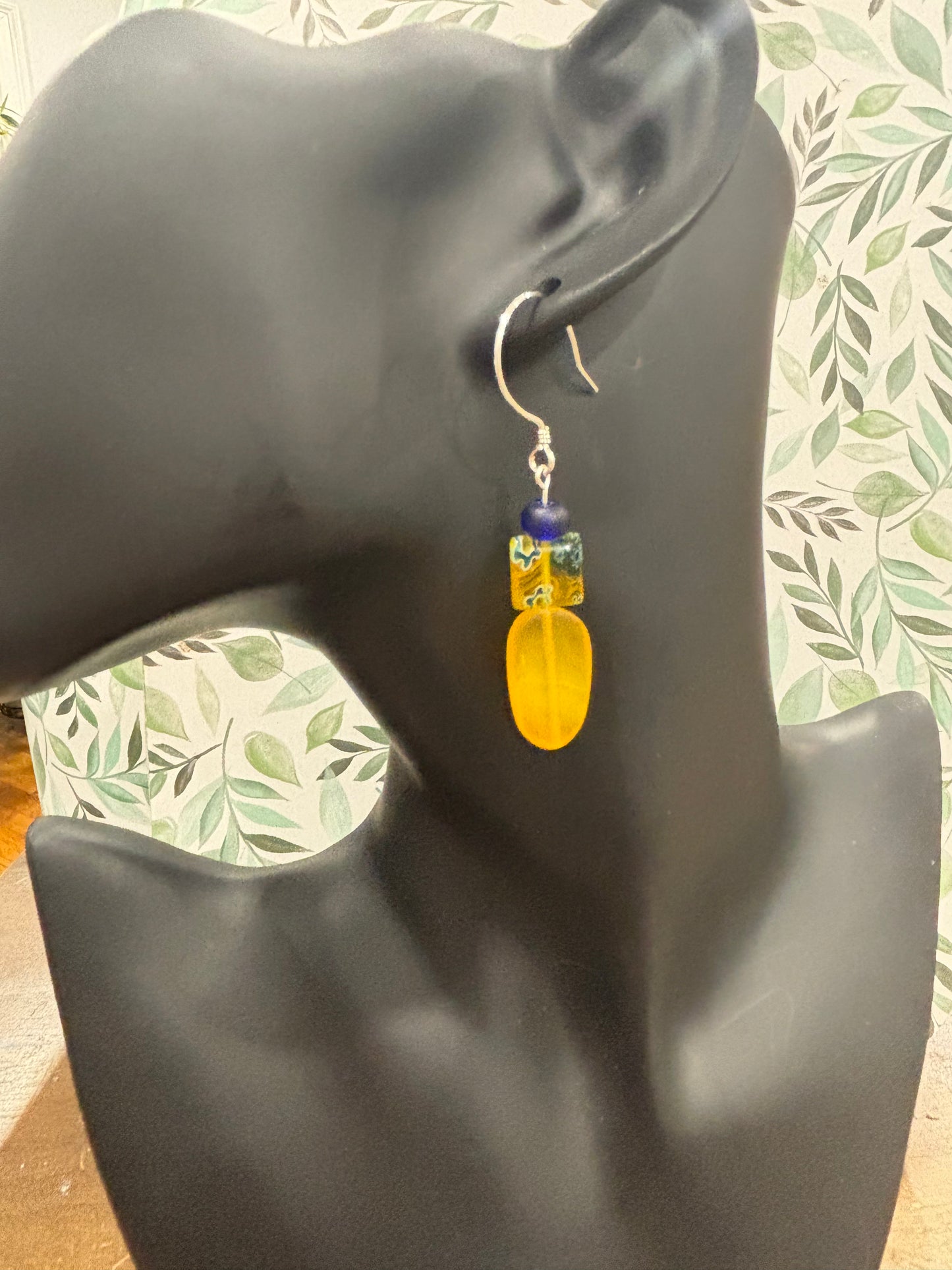 Yellow Glass Earrings